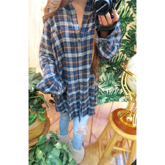 Vintage cozy oversized plaid boyfriend flannel 🍂 - Picture 2 of 8